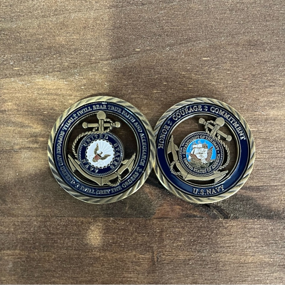 United States Navy Challenge Coin 2-Sided USN Honor, Courage, Commitment NEW
